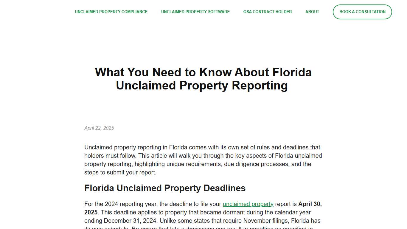 Everything to Know About Florida Unclaimed Property Reporting